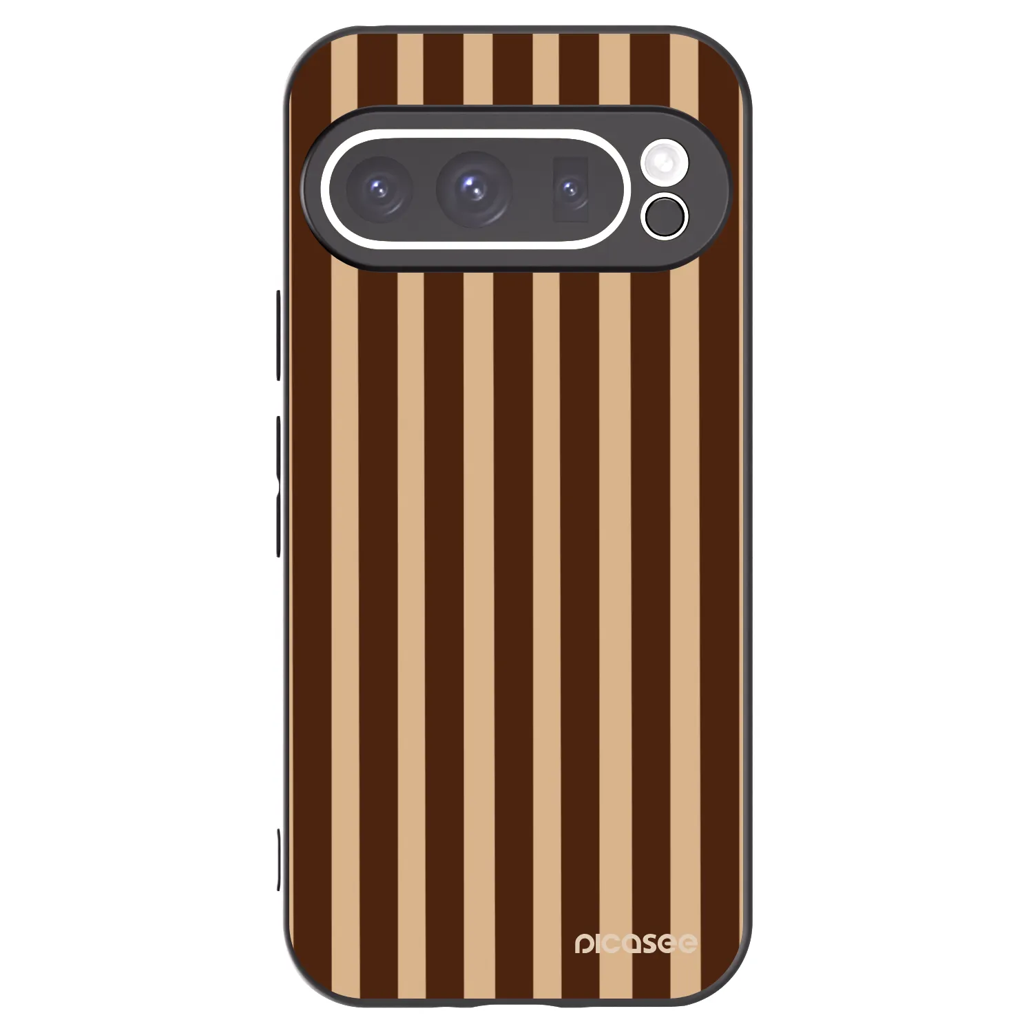 Picasee Μαύρη θήκη σιλικόνης για Google Pixel 9 Pro - Brown lines
