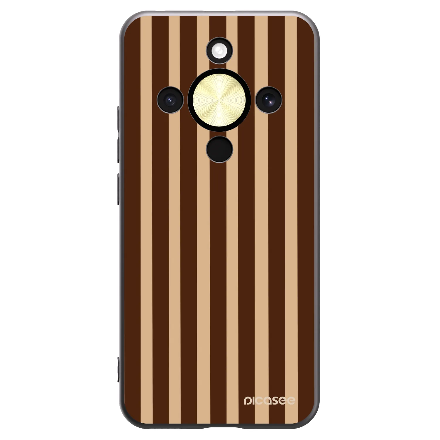 Picasee Μαύρη θήκη σιλικόνης για Honor Magic8 Lite 5G - Brown lines