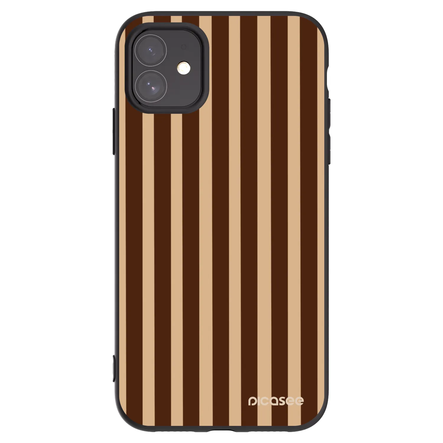 Picasee Μαύρη θήκη σιλικόνης για Apple iPhone 11 - Brown lines