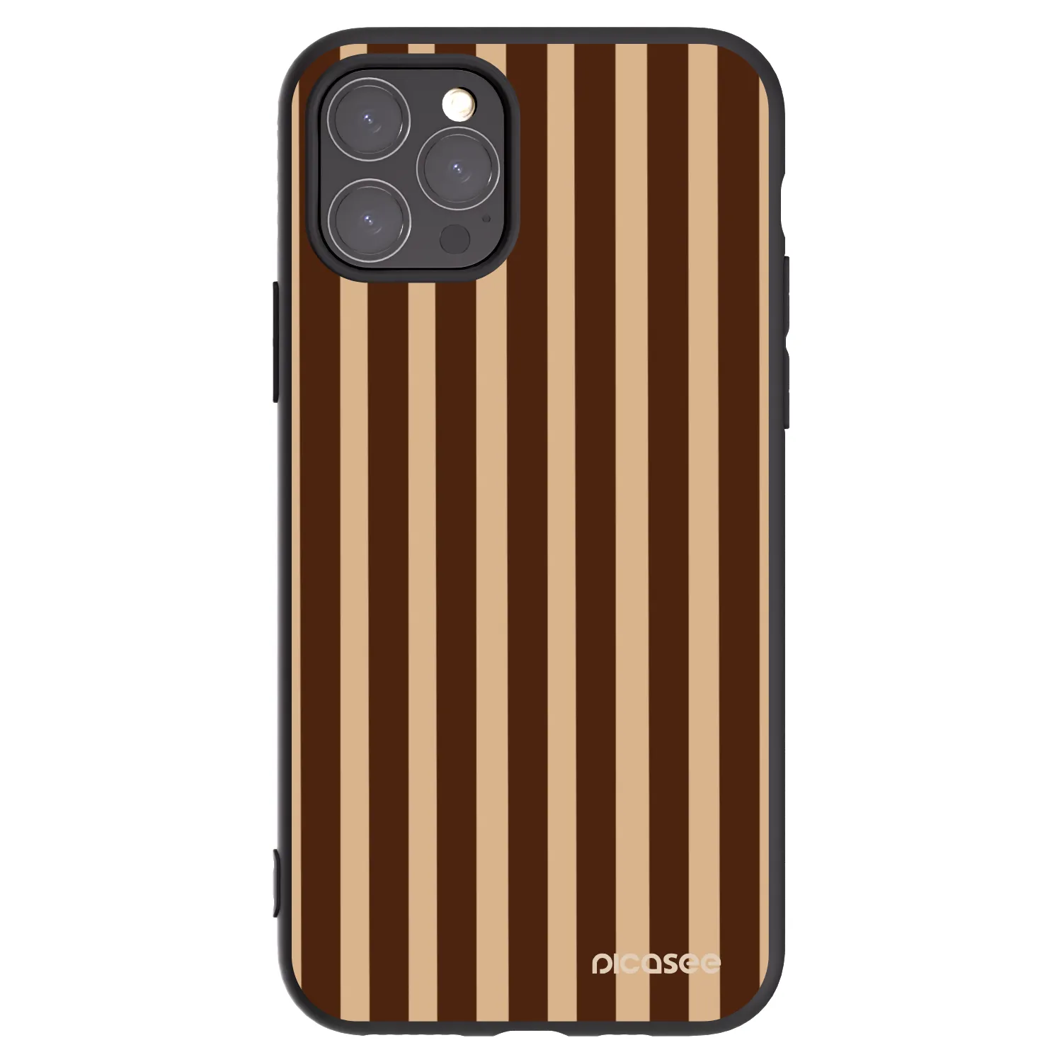 Picasee Μαύρη θήκη σιλικόνης για Apple iPhone 11 Pro - Brown lines