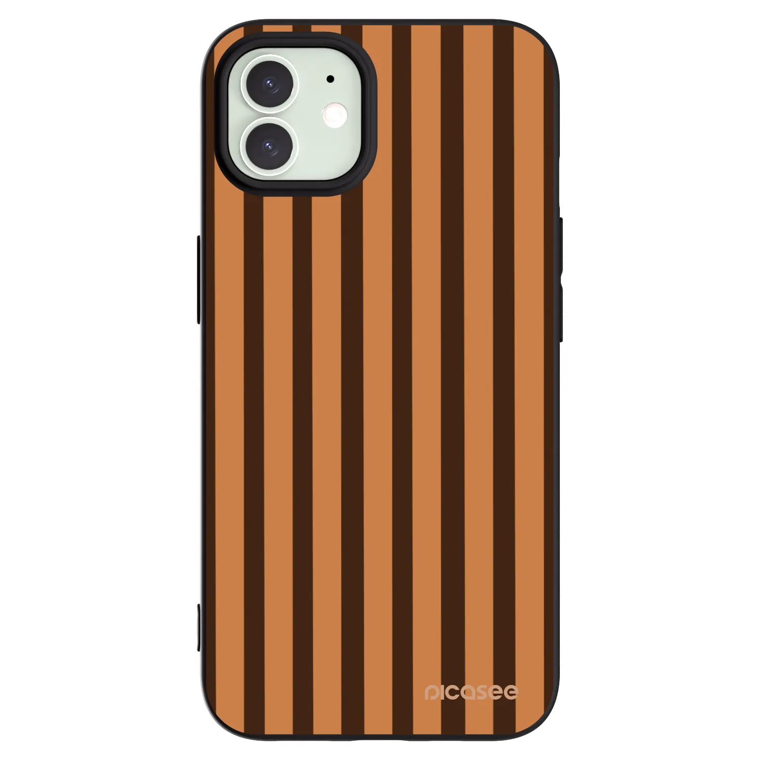Picasee Μαύρη θήκη σιλικόνης για Apple iPhone 12 - Caramel lines