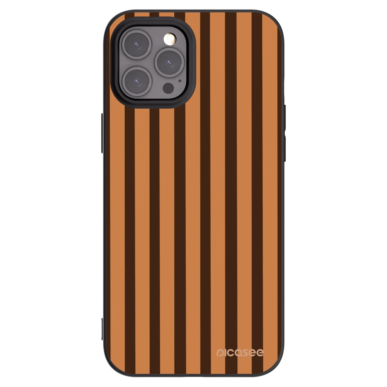 Picasee Μαύρη θήκη σιλικόνης για Apple iPhone 12 Pro Max - Caramel lines
