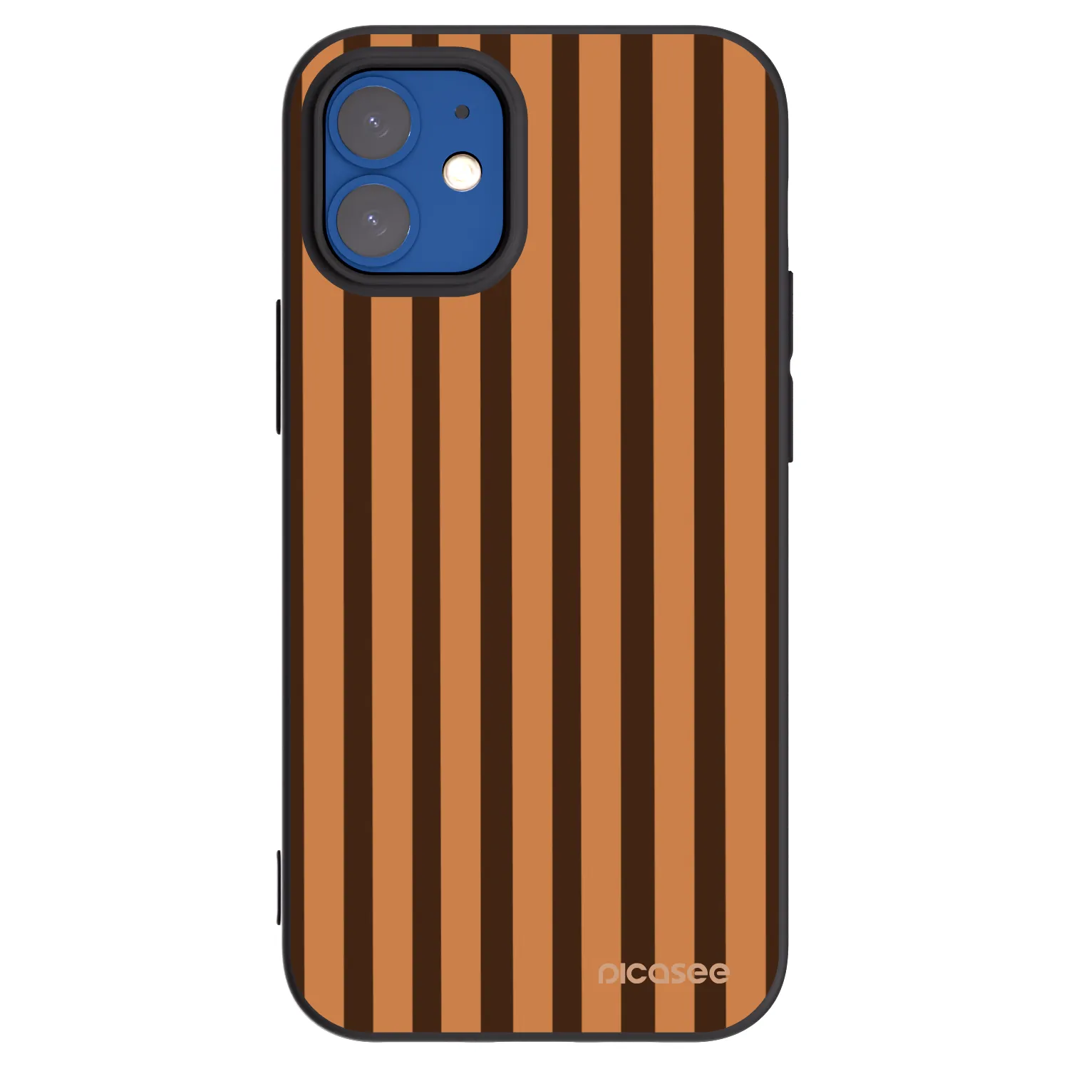 Picasee Μαύρη θήκη σιλικόνης για Apple iPhone 12 mini - Caramel lines