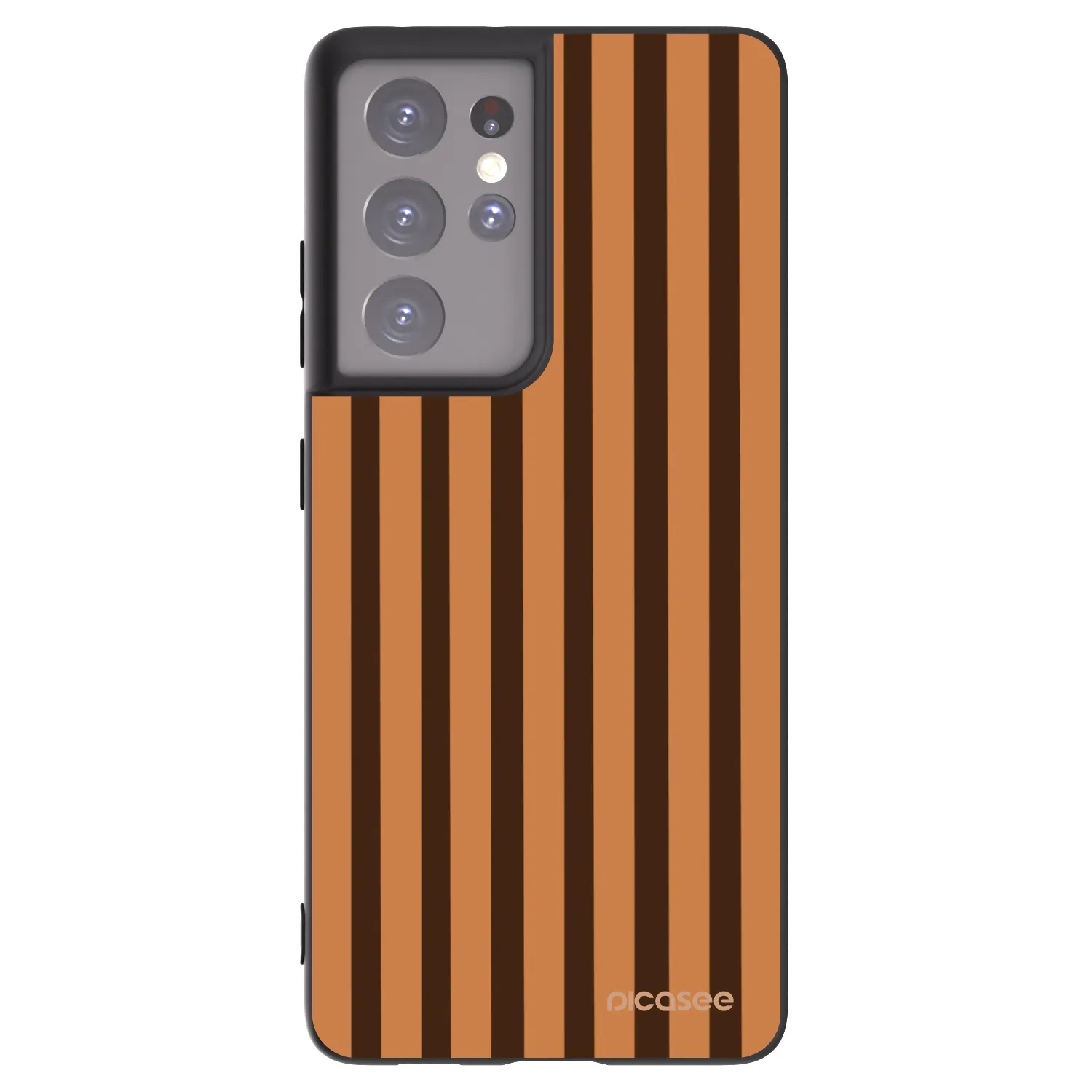 Picasee Μαύρη θήκη σιλικόνης για Samsung Galaxy S21 Ultra 5G G998B - Caramel lines