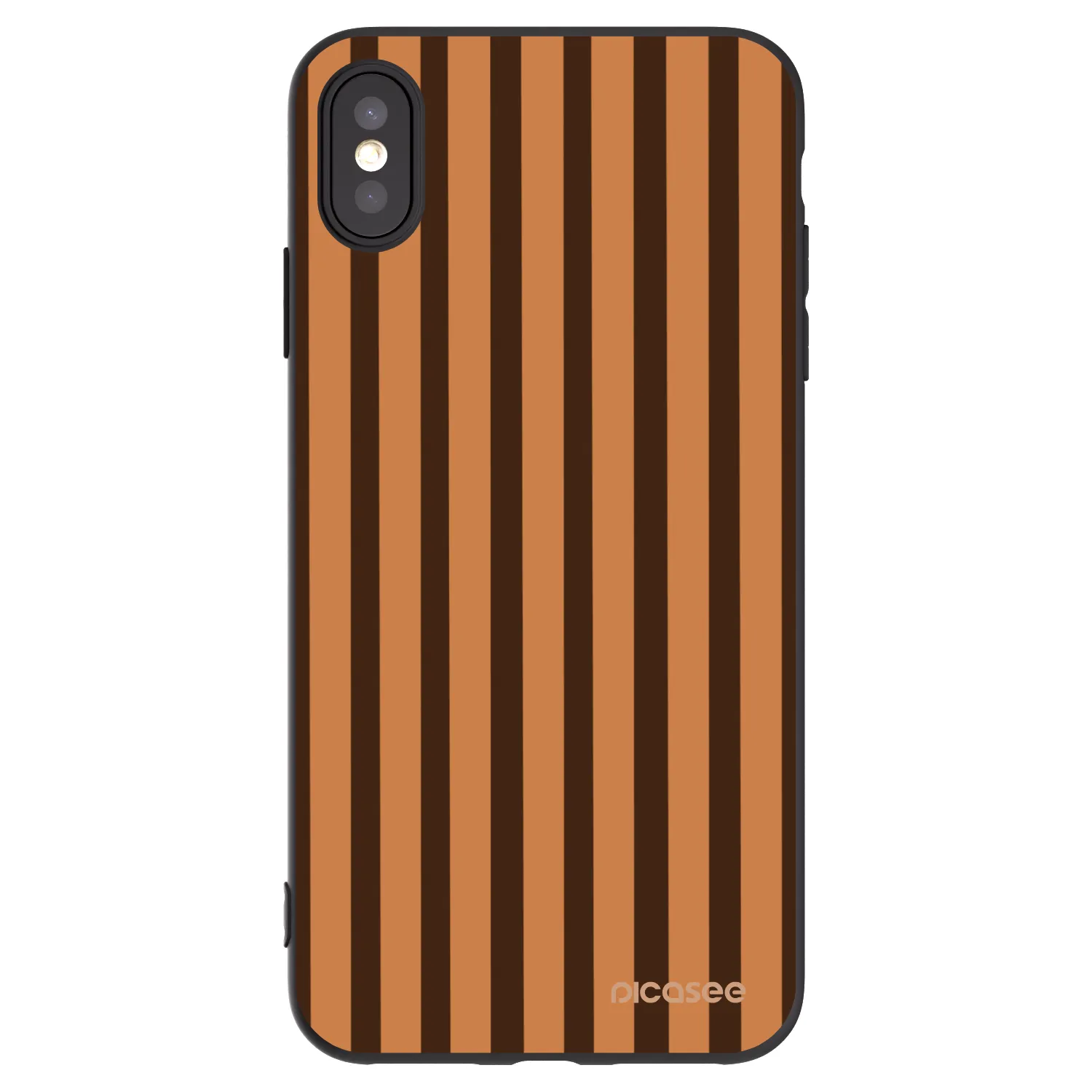 Picasee Μαύρη θήκη σιλικόνης για Apple iPhone XS Max - Caramel lines
