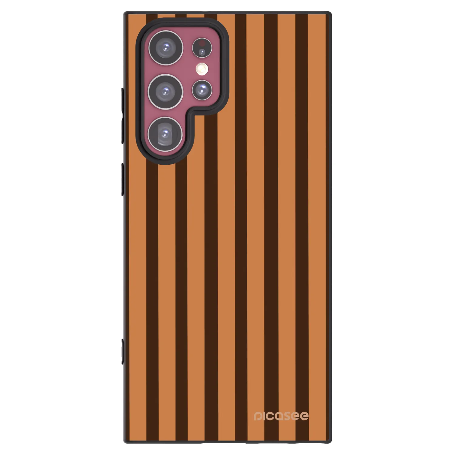 Picasee Μαύρη θήκη σιλικόνης για Samsung Galaxy S22 Ultra 5G - Caramel lines