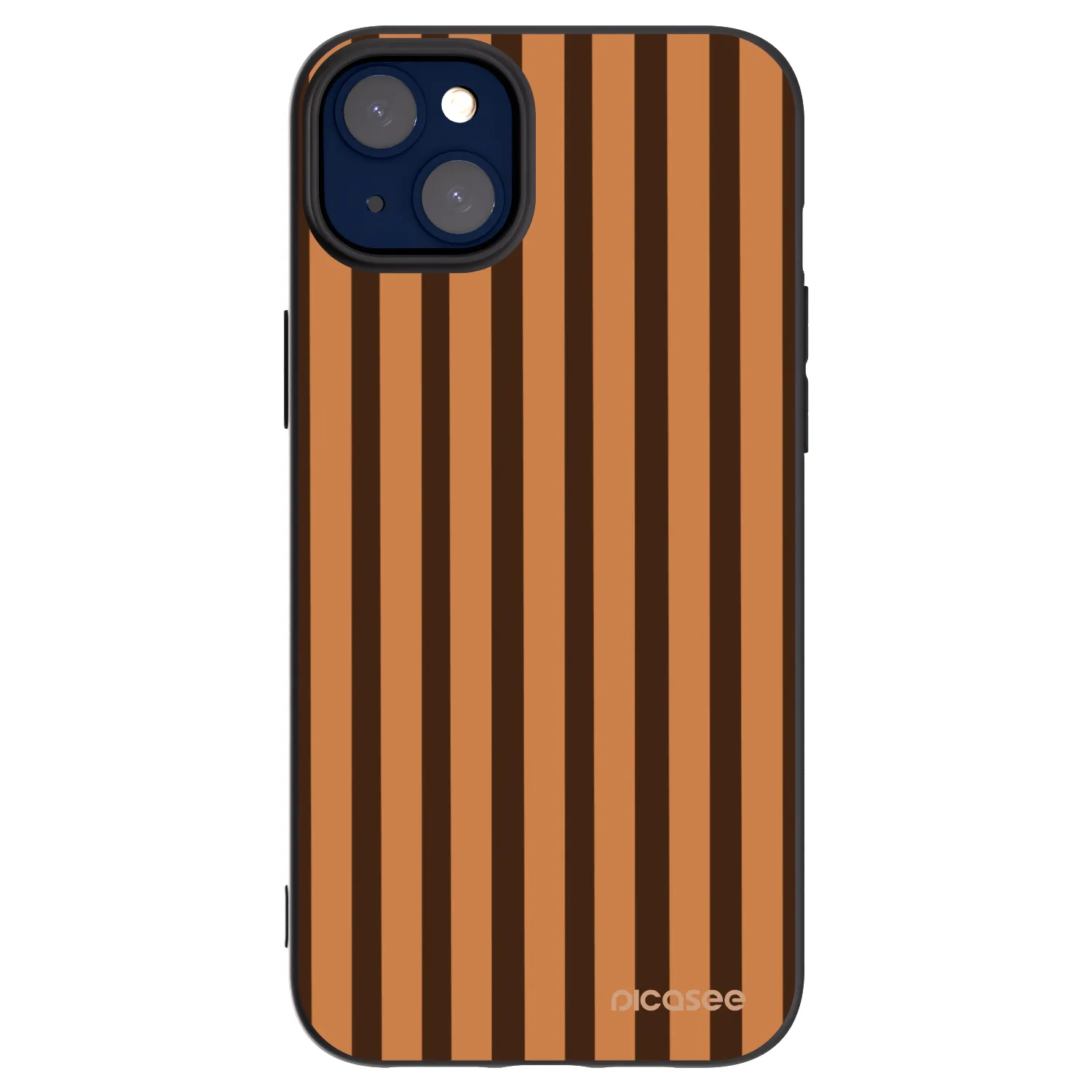 Picasee Μαύρη θήκη σιλικόνης για Apple iPhone 14 Plus - Caramel lines