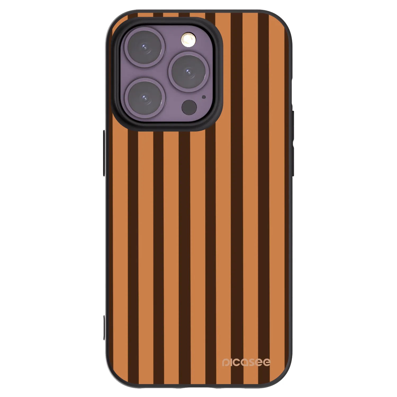 Picasee Μαύρη θήκη σιλικόνης για Apple iPhone 14 Pro - Caramel lines