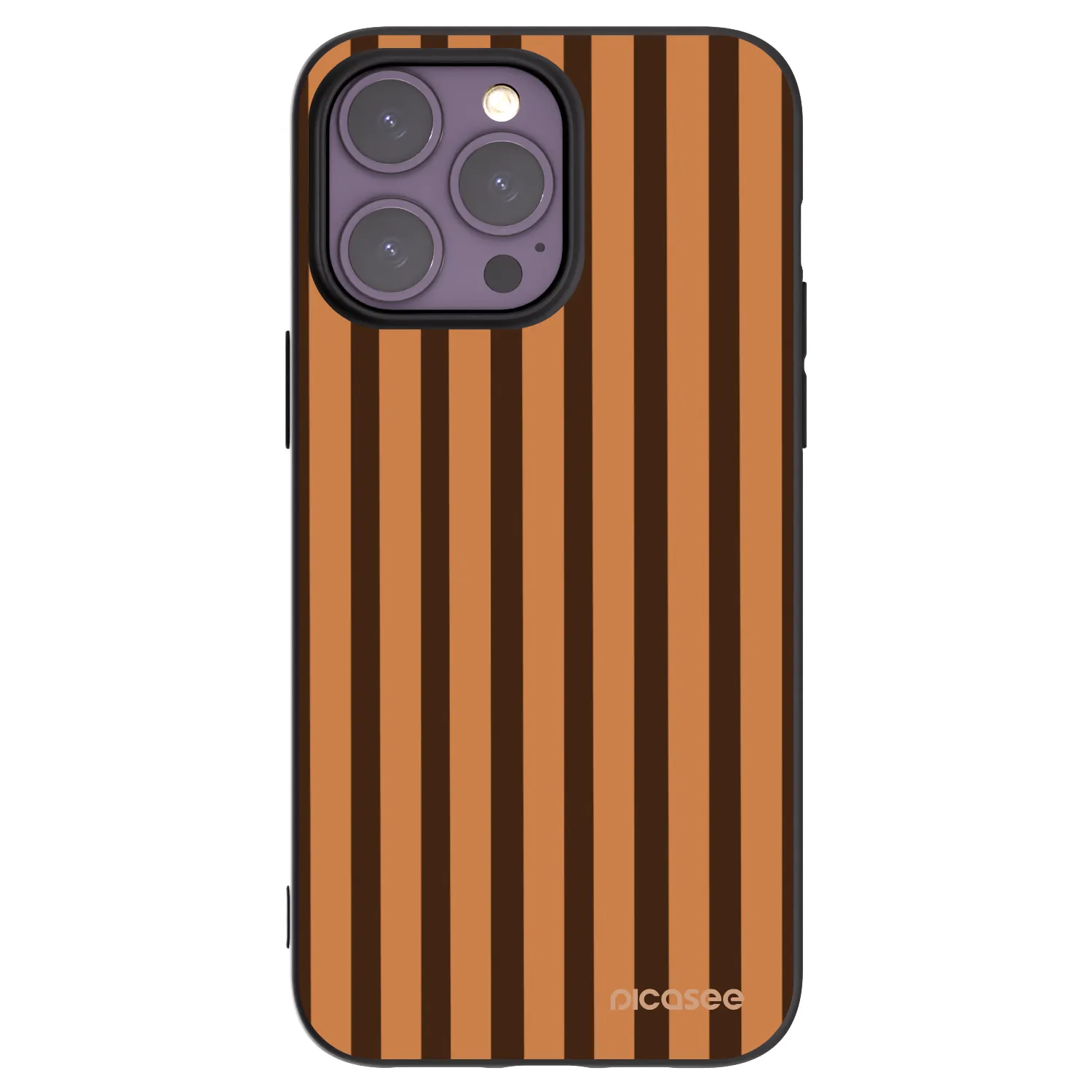 Picasee Μαύρη θήκη σιλικόνης για Apple iPhone 14 Pro Max - Caramel lines