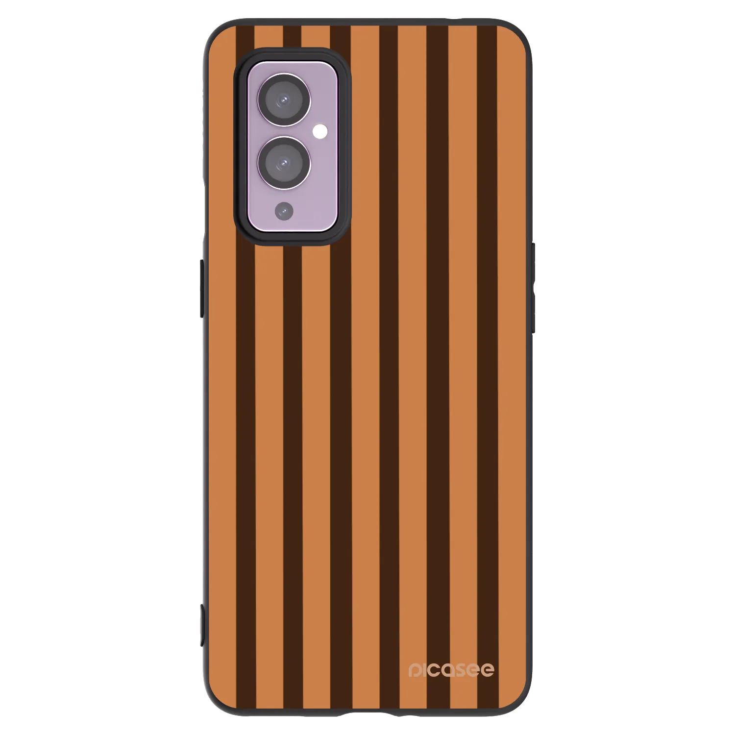 Picasee Μαύρη θήκη σιλικόνης για OnePlus 9 - Caramel lines