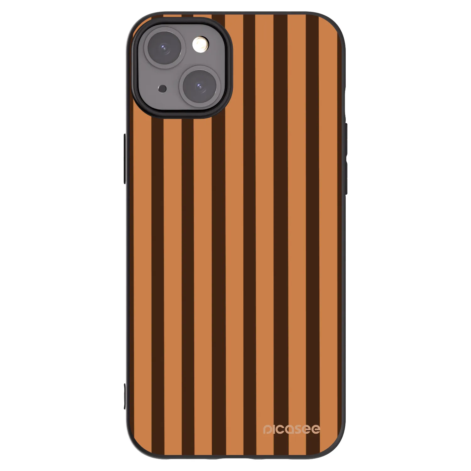 Picasee Μαύρη θήκη σιλικόνης για Apple iPhone 15 Plus - Caramel lines