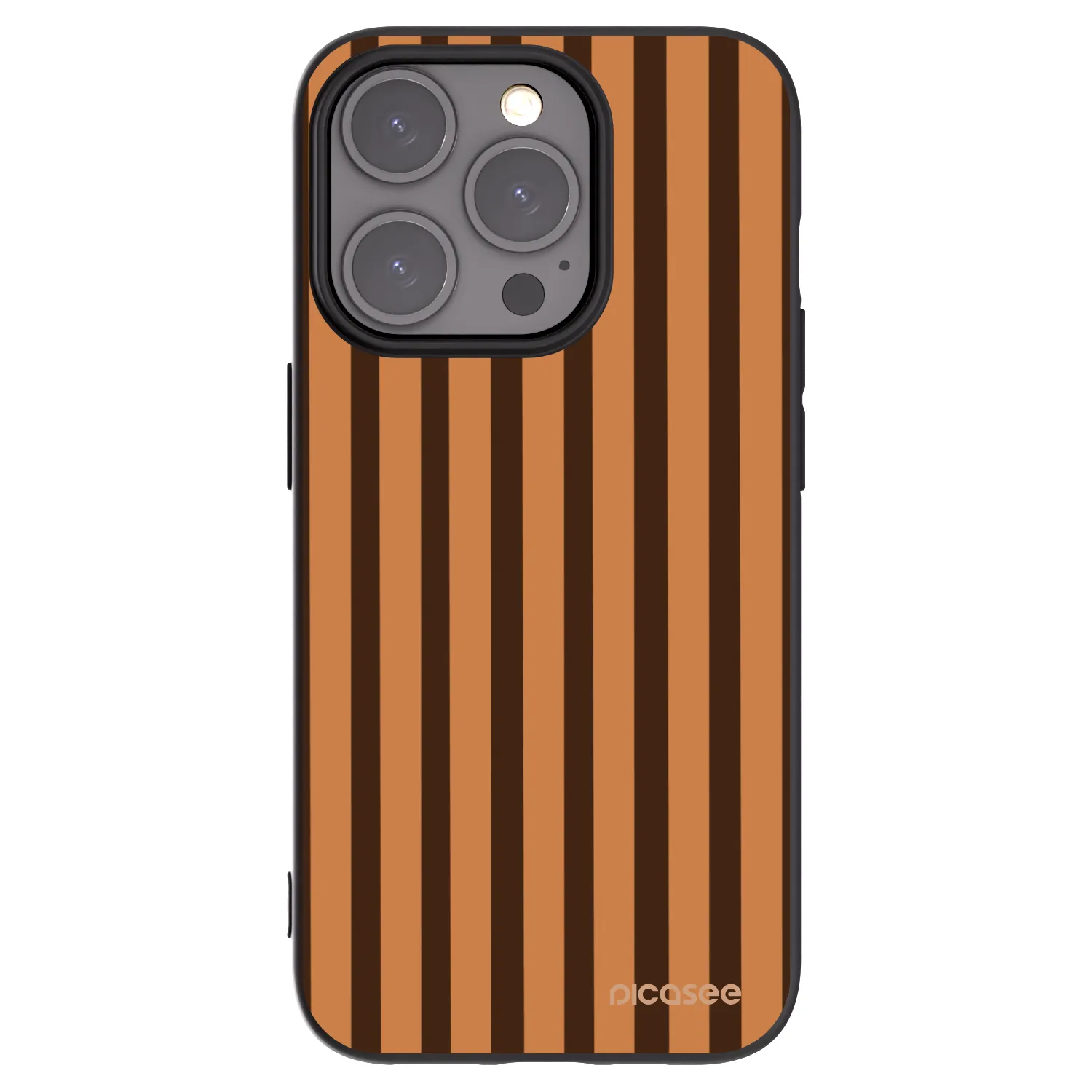 Picasee Μαύρη θήκη σιλικόνης για Apple iPhone 15 Pro - Caramel lines