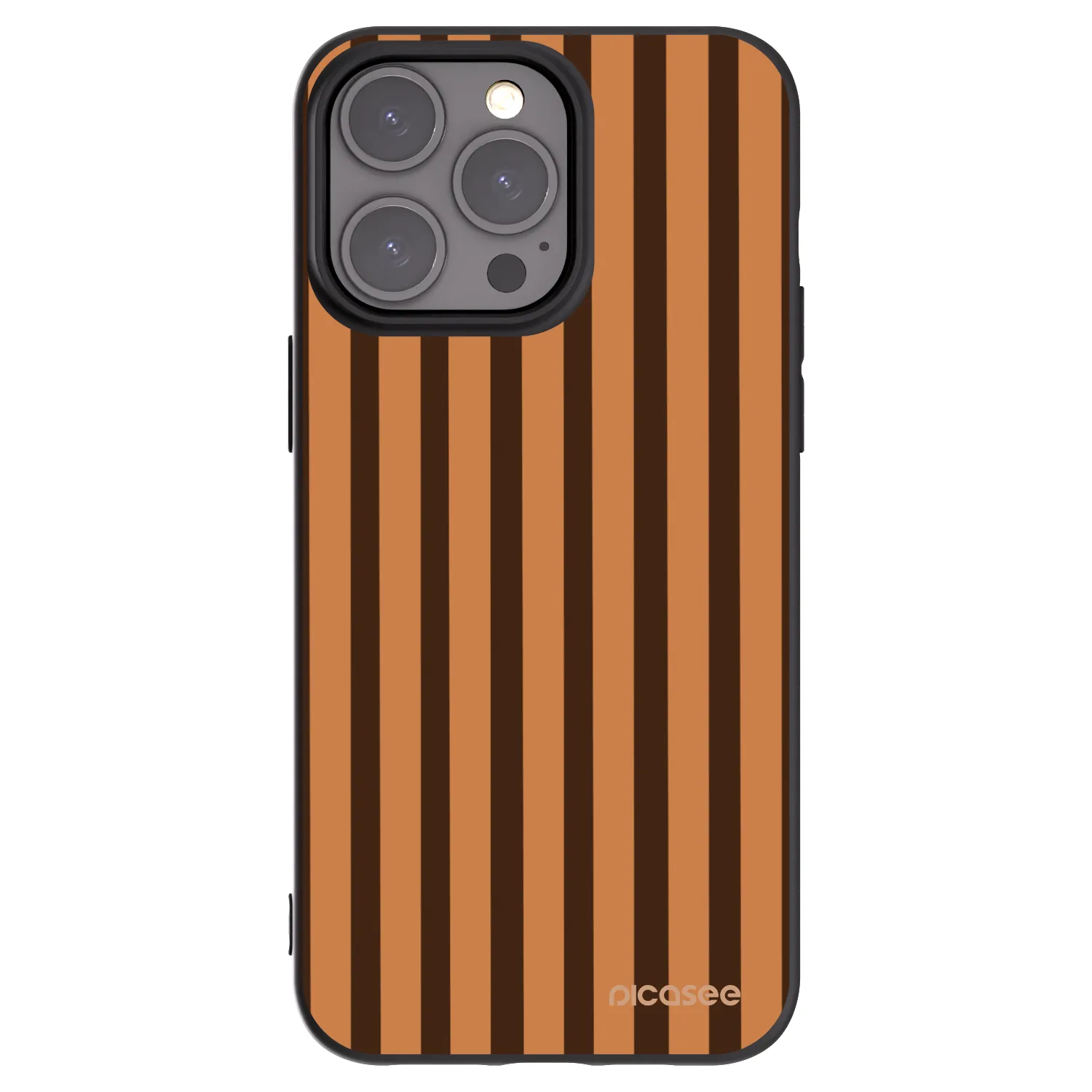 Picasee Μαύρη θήκη σιλικόνης για Apple iPhone 15 Pro Max - Caramel lines