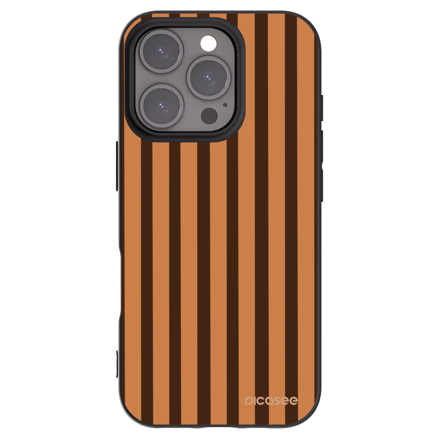 Picasee Μαύρη θήκη σιλικόνης για Apple iPhone 16 Pro - Caramel lines