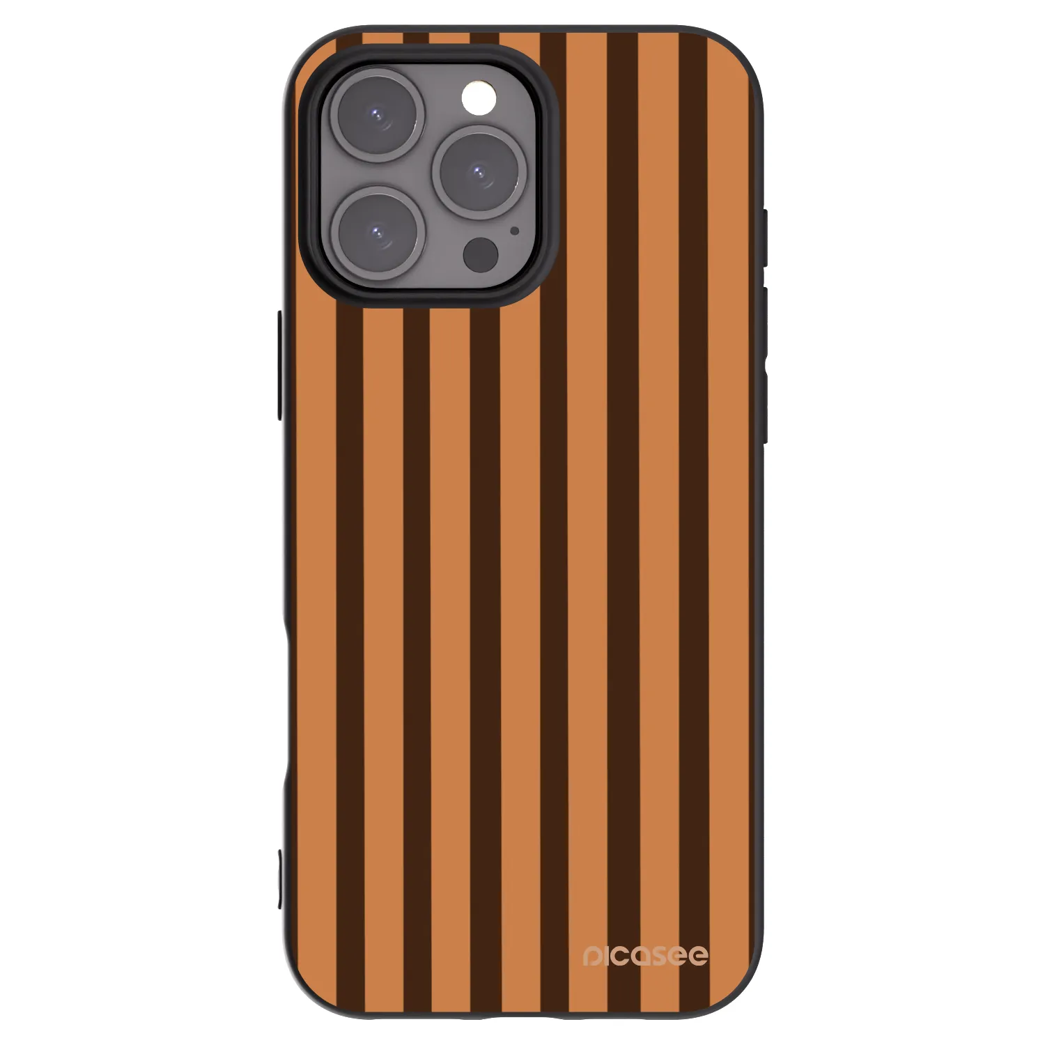 Picasee Μαύρη θήκη σιλικόνης για Apple iPhone 16 Pro Max - Caramel lines