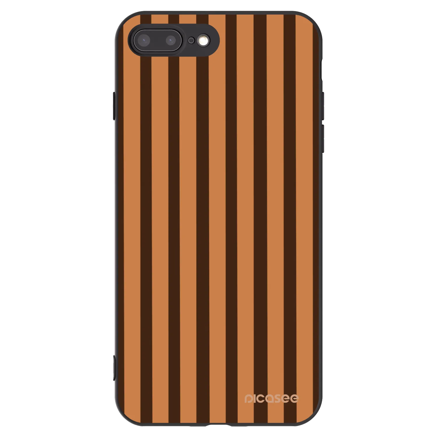Picasee Μαύρη θήκη σιλικόνης για Apple iPhone 7 Plus - Caramel lines