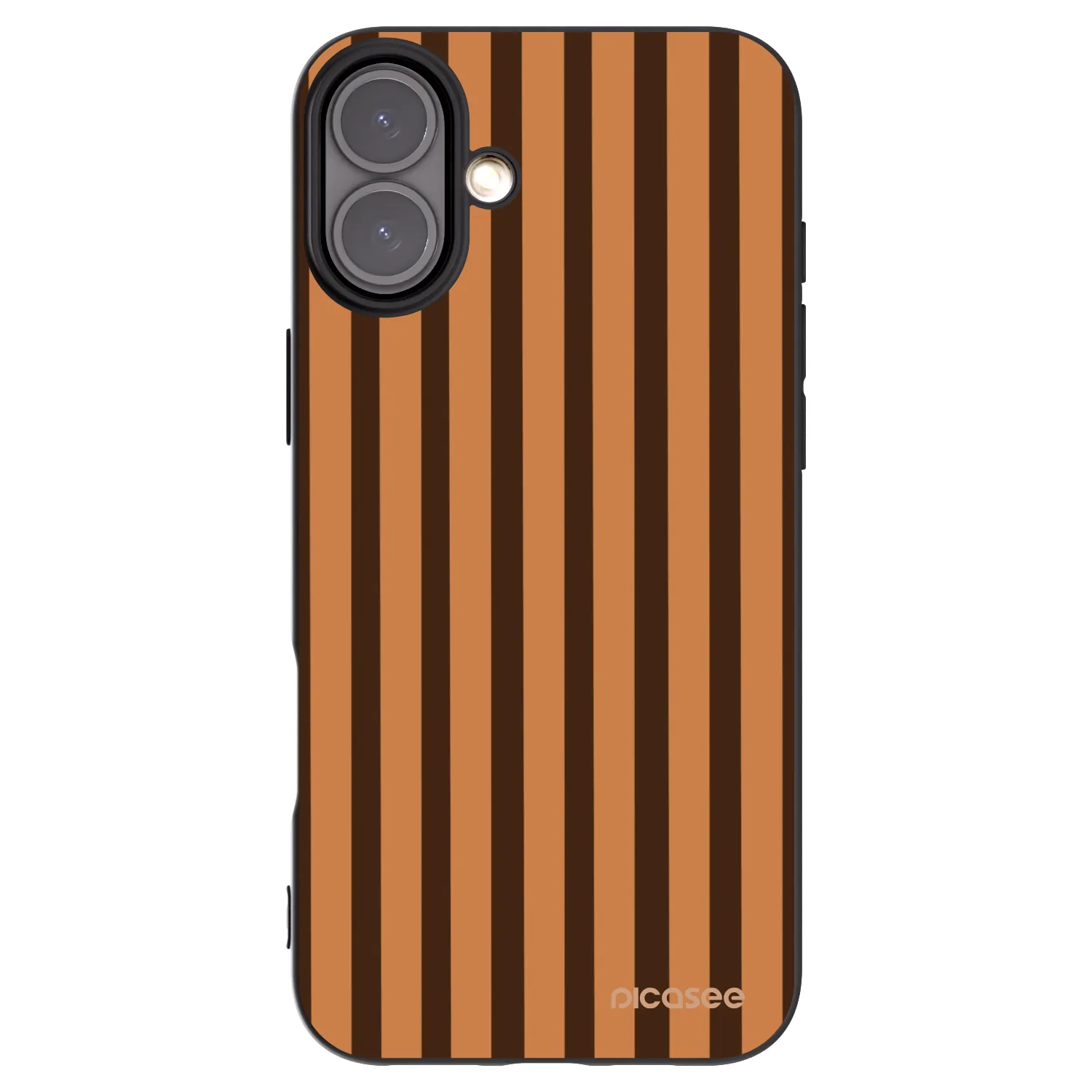 Picasee Μαύρη θήκη σιλικόνης για Apple iPhone 16 Plus - Caramel lines