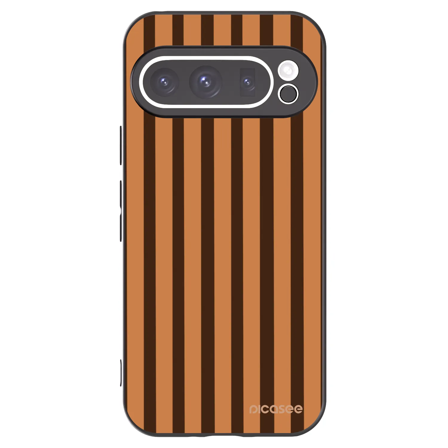 Picasee Μαύρη θήκη σιλικόνης για Google Pixel 9 Pro - Caramel lines