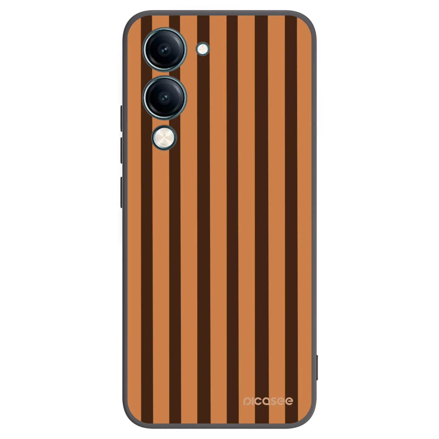 Picasee Μαύρη θήκη σιλικόνης για Vivo Y29s 5G - Caramel lines
