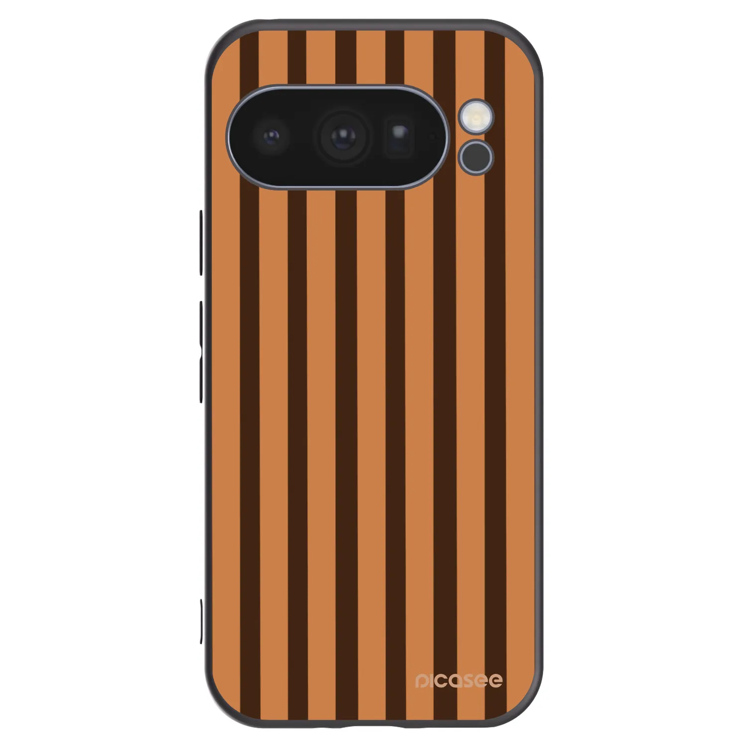 Picasee Μαύρη θήκη σιλικόνης για Google Pixel 10 Pro - Caramel lines