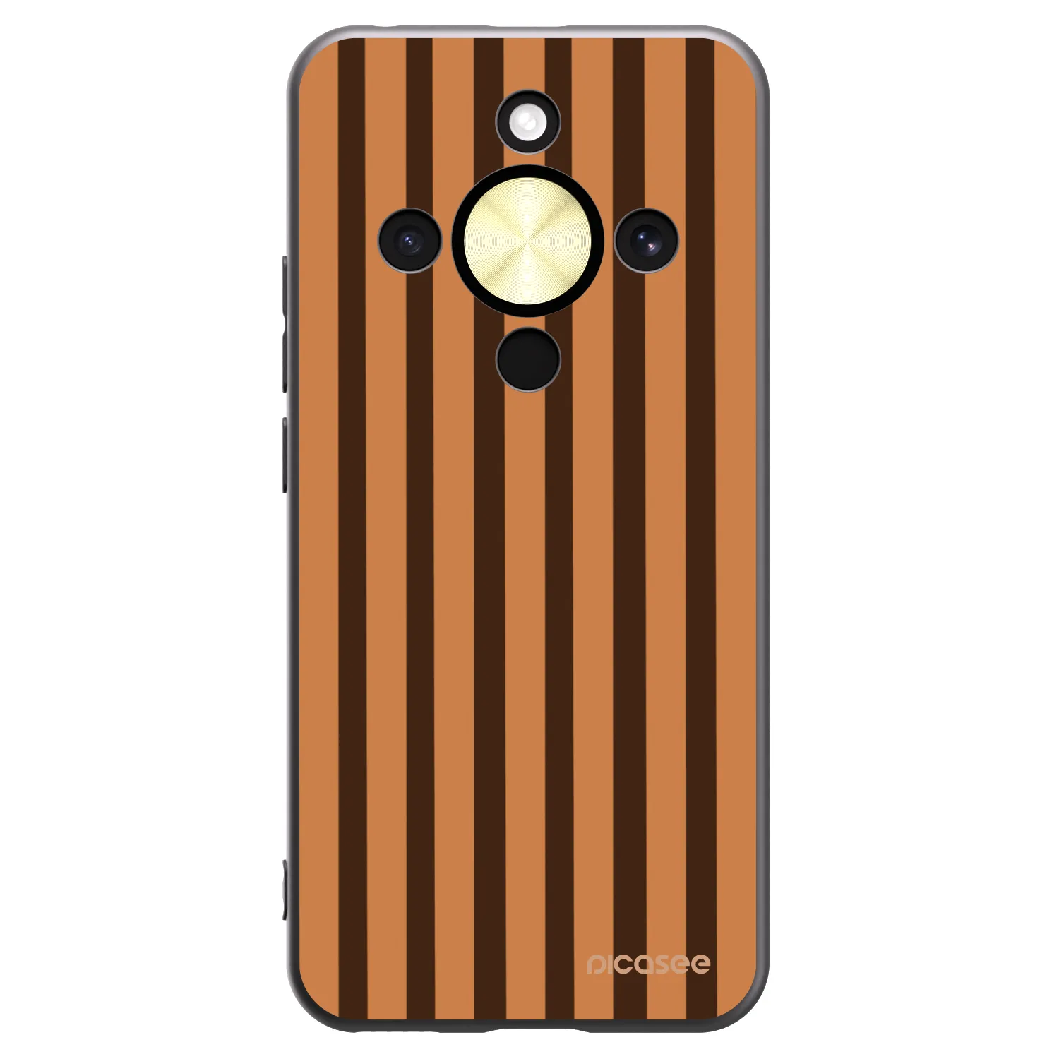 Picasee Μαύρη θήκη σιλικόνης για Honor Magic8 Lite 5G - Caramel lines