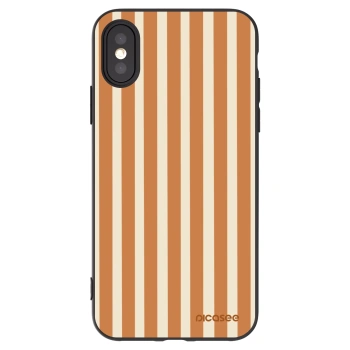 Picasee Μαύρη θήκη σιλικόνης για Apple iPhone X/XS - Orange lines