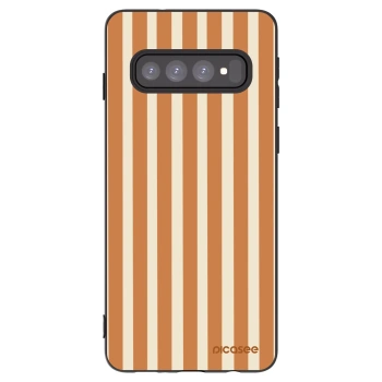 Picasee Μαύρη θήκη σιλικόνης για Samsung Galaxy S10 G973 - Orange lines