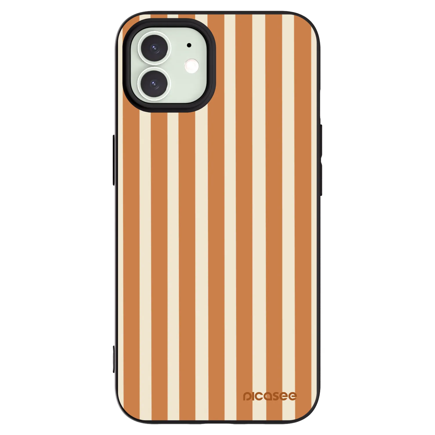 Picasee Μαύρη θήκη σιλικόνης για Apple iPhone 12 - Orange lines