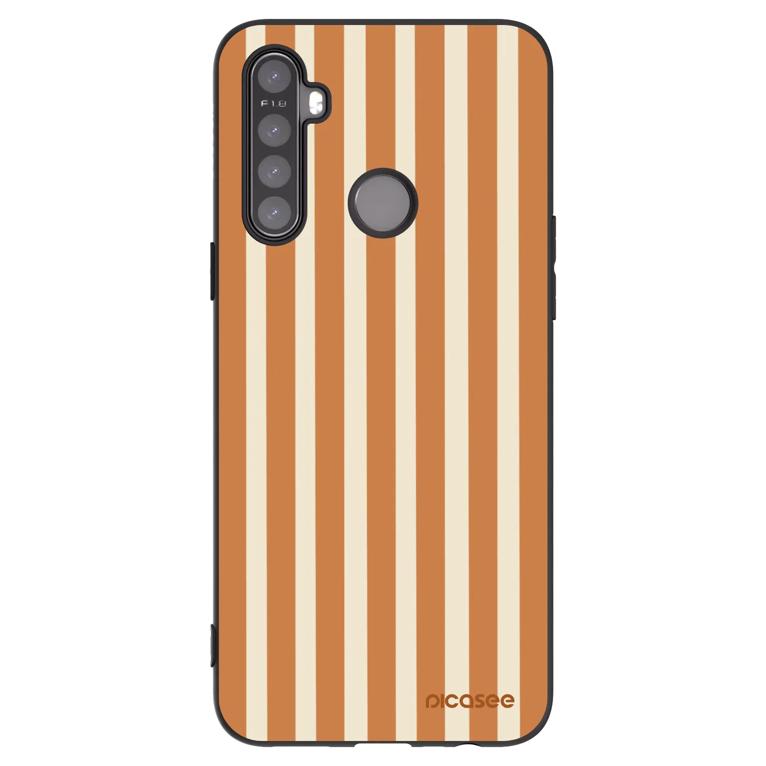 Picasee Μαύρη θήκη σιλικόνης για Realme 5 - Orange lines