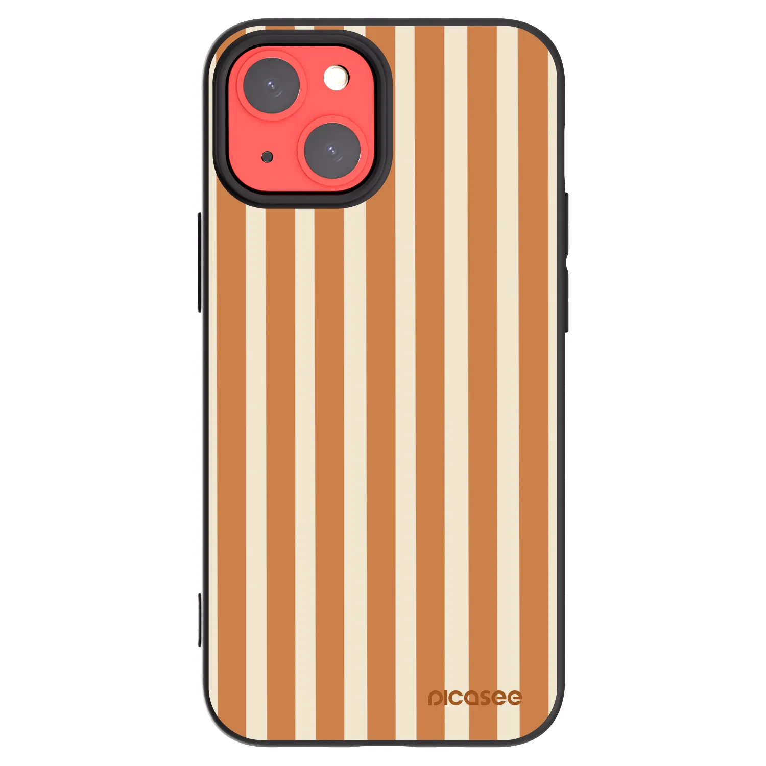 Picasee Μαύρη θήκη σιλικόνης για Apple iPhone 13 mini - Orange lines