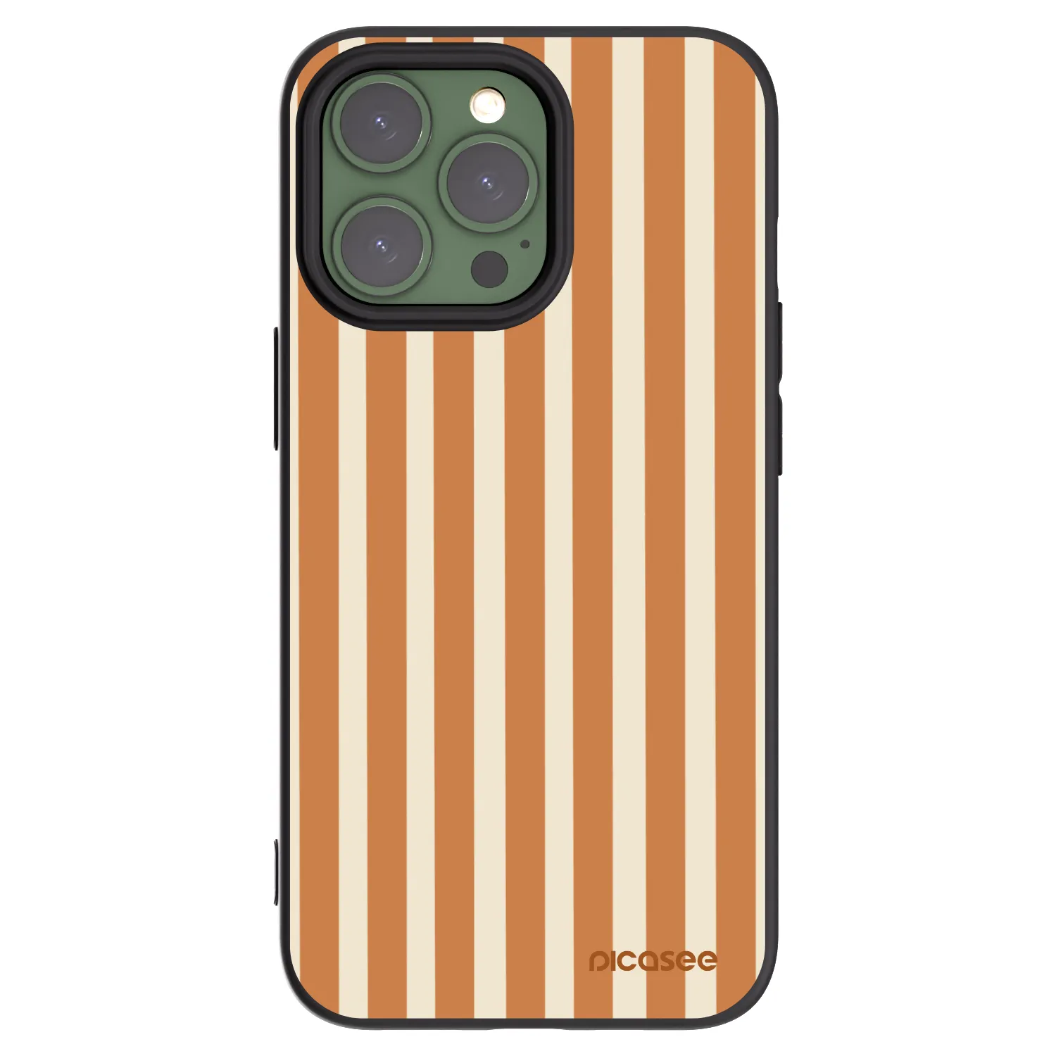 Picasee Μαύρη θήκη σιλικόνης για Apple iPhone 13 Pro - Orange lines