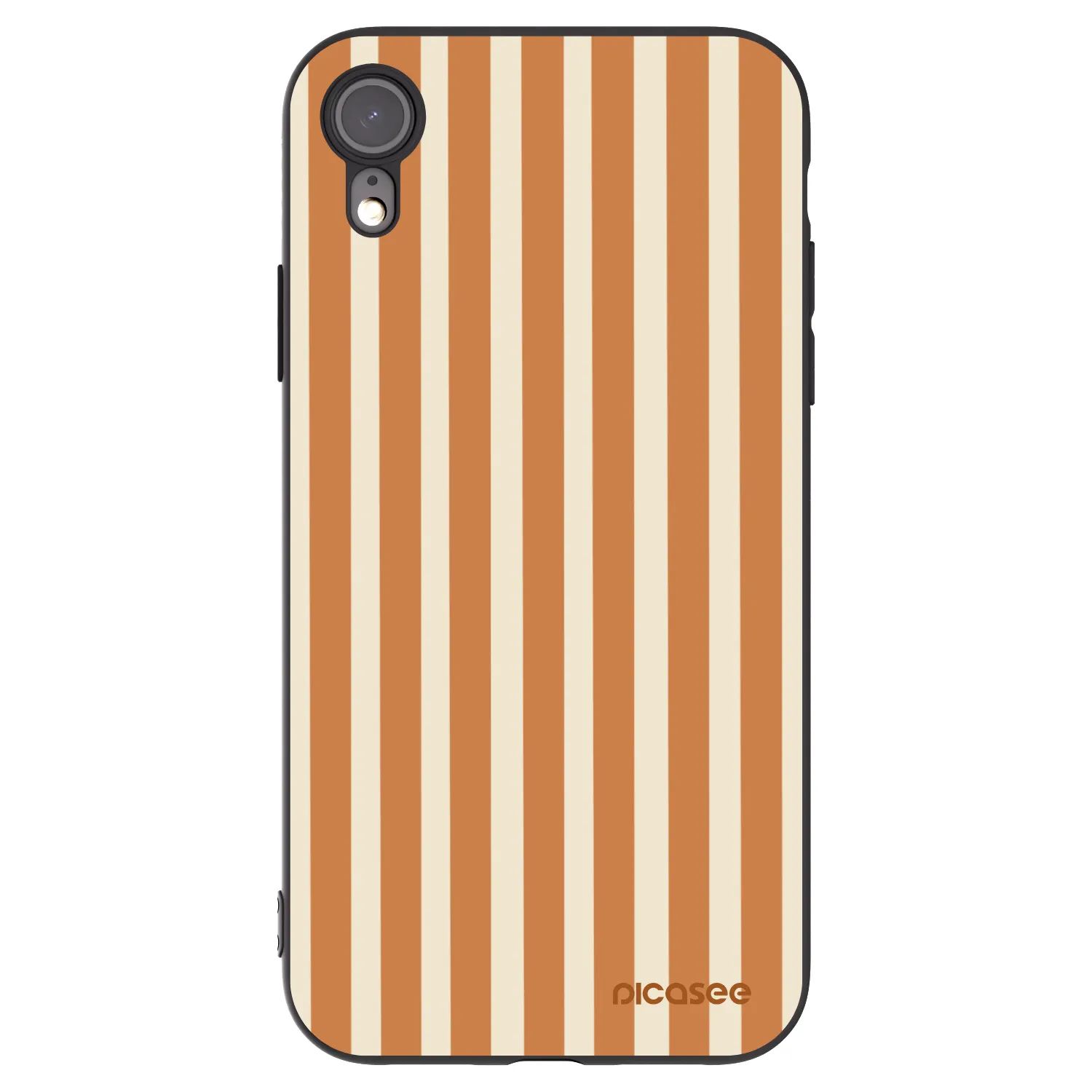 Picasee Μαύρη θήκη σιλικόνης για Apple iPhone XR - Orange lines