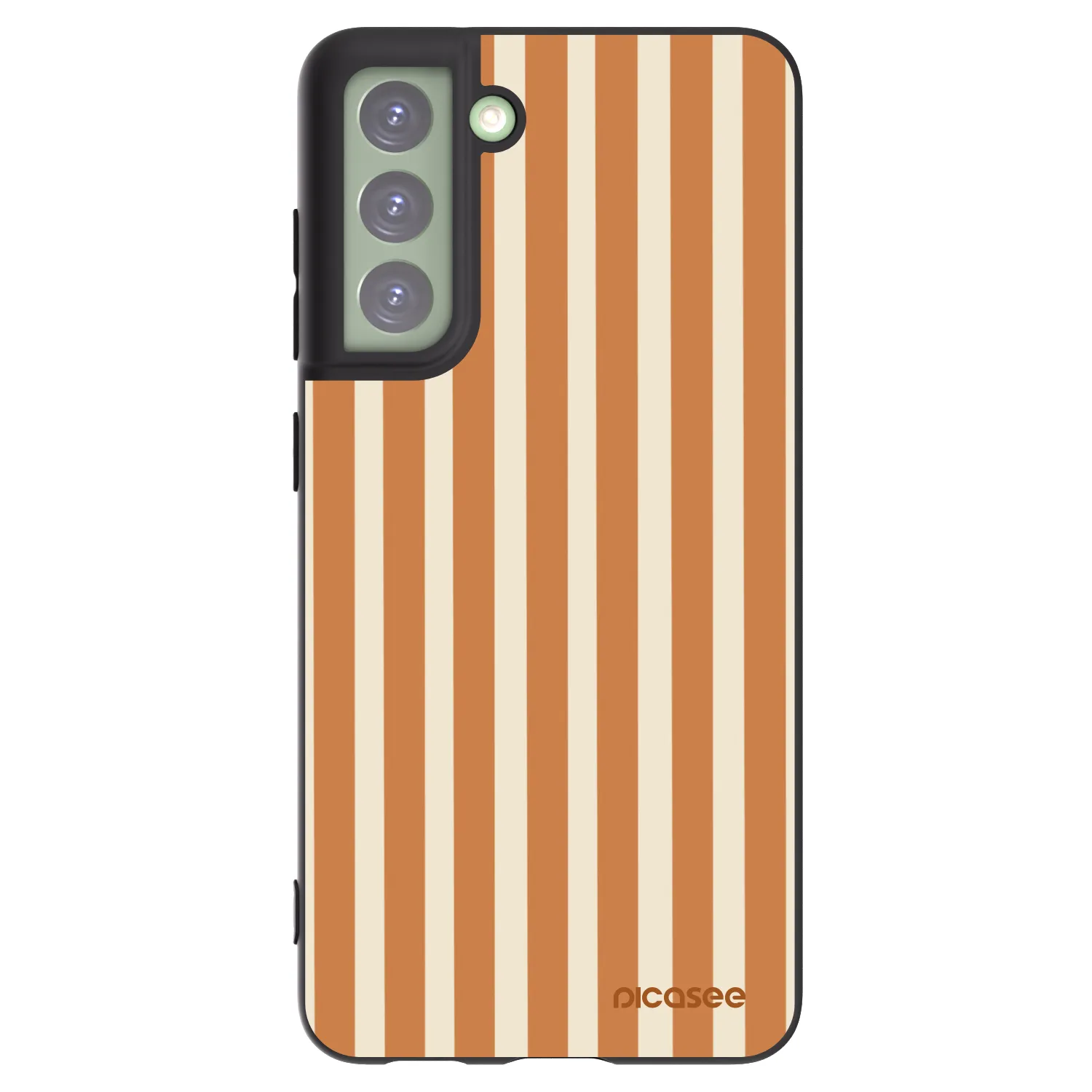 Picasee Μαύρη θήκη σιλικόνης για Samsung Galaxy S21 FE 5G - Orange lines