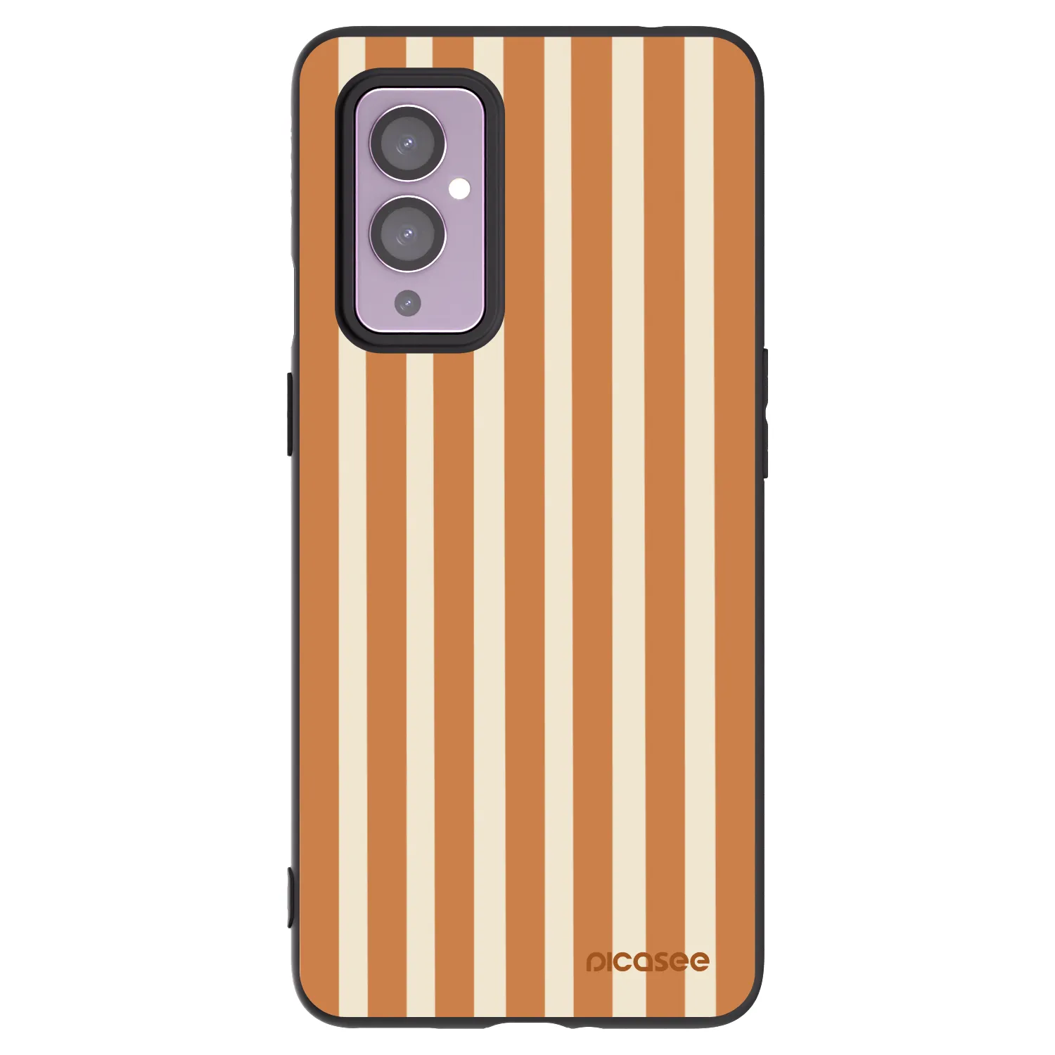 Picasee Μαύρη θήκη σιλικόνης για OnePlus 9 - Orange lines