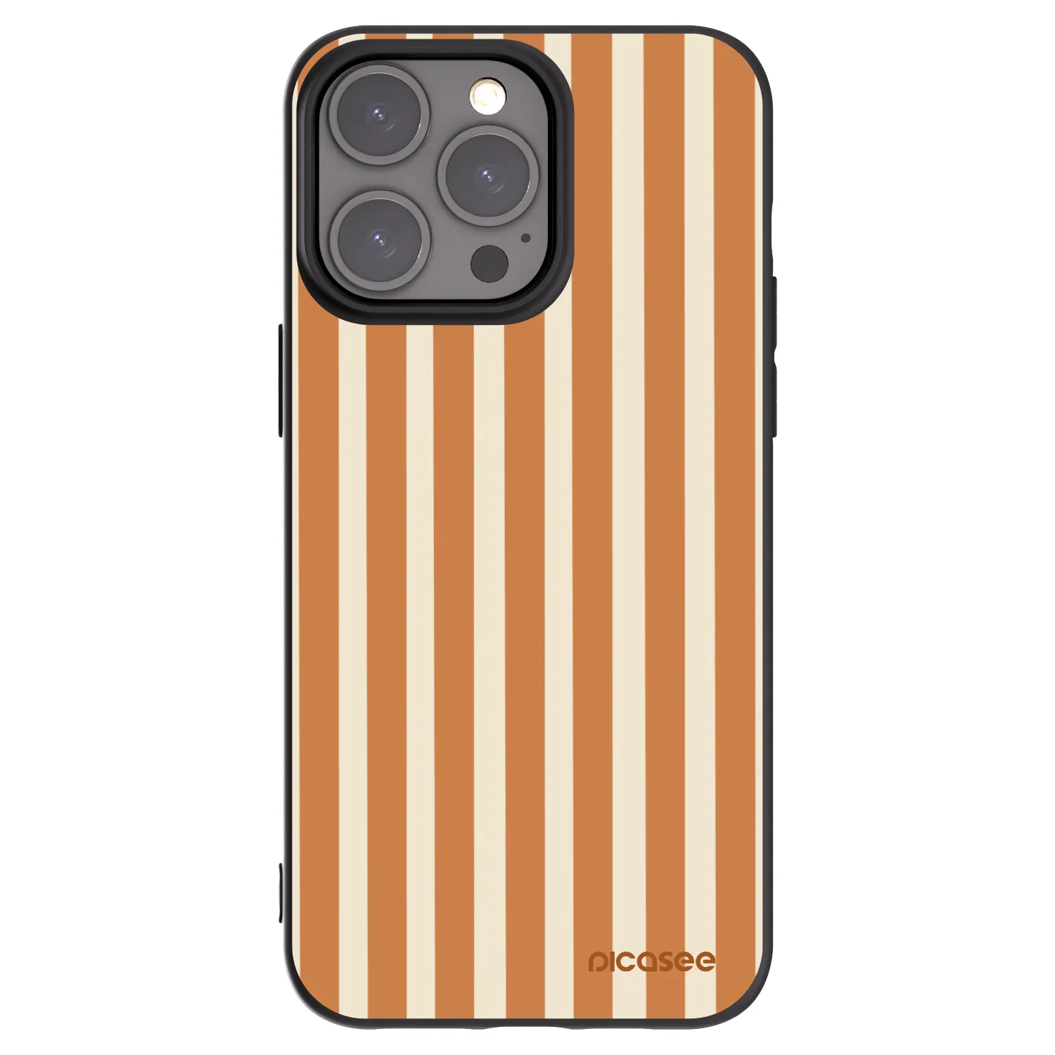 Picasee Μαύρη θήκη σιλικόνης για Apple iPhone 15 Pro Max - Orange lines