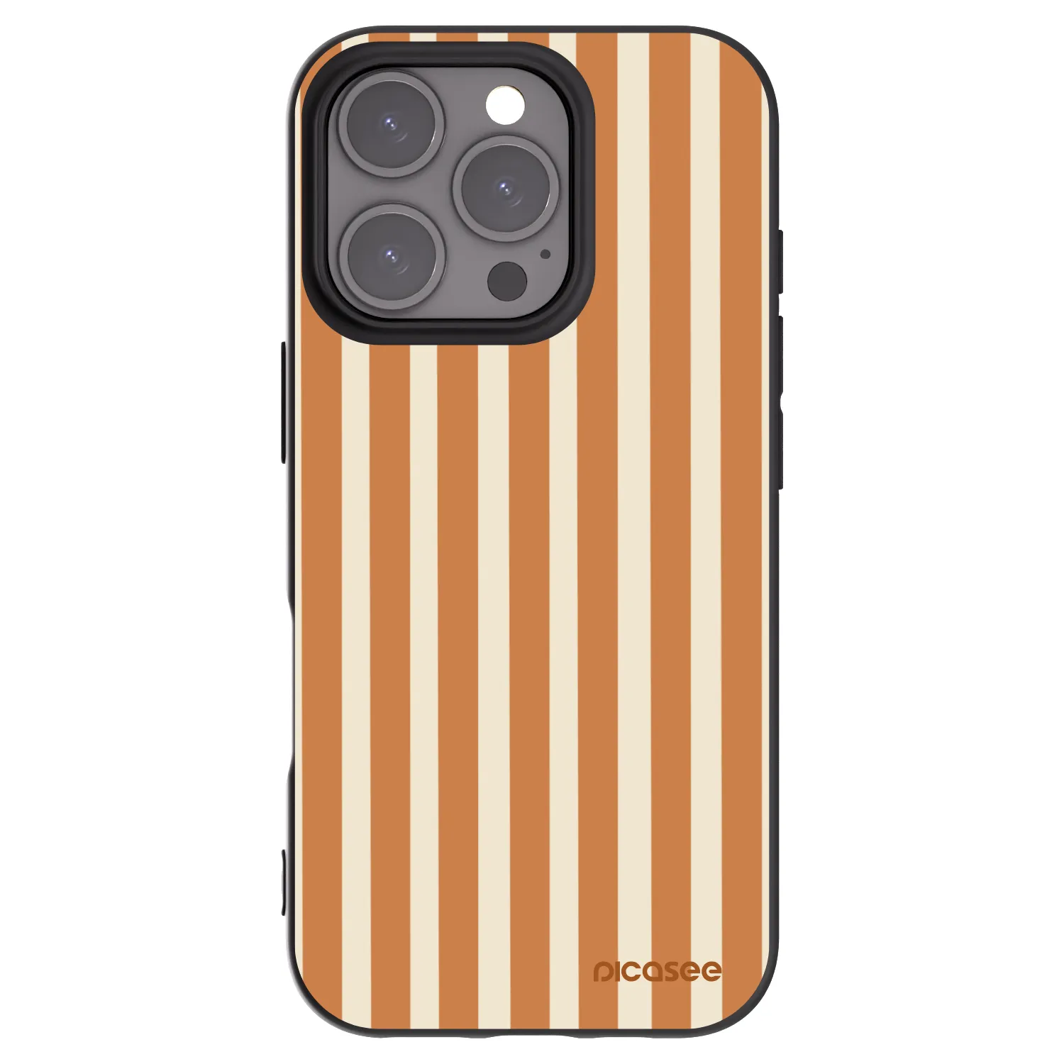 Picasee Μαύρη θήκη σιλικόνης για Apple iPhone 16 Pro - Orange lines