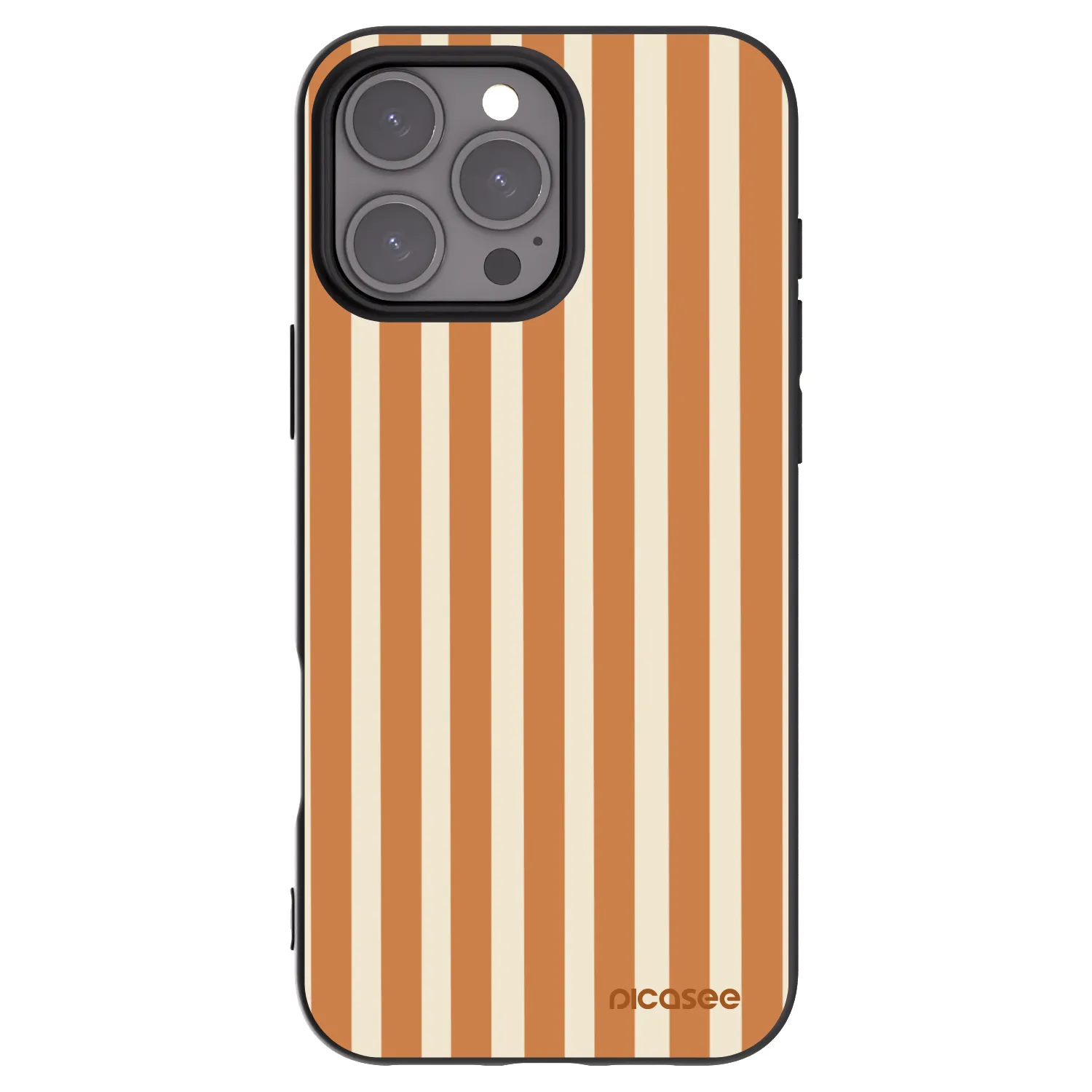 Picasee Μαύρη θήκη σιλικόνης για Apple iPhone 16 Pro Max - Orange lines