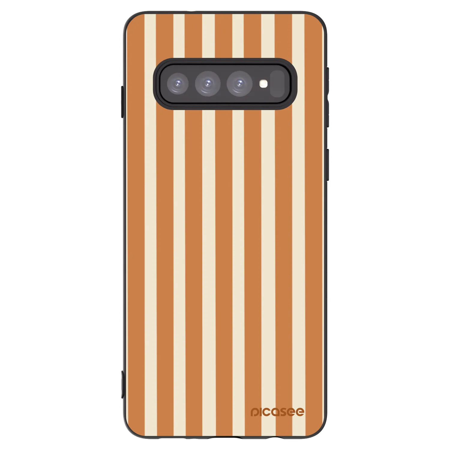 Picasee Μαύρη θήκη σιλικόνης για Samsung Galaxy S10 G973 - Orange lines