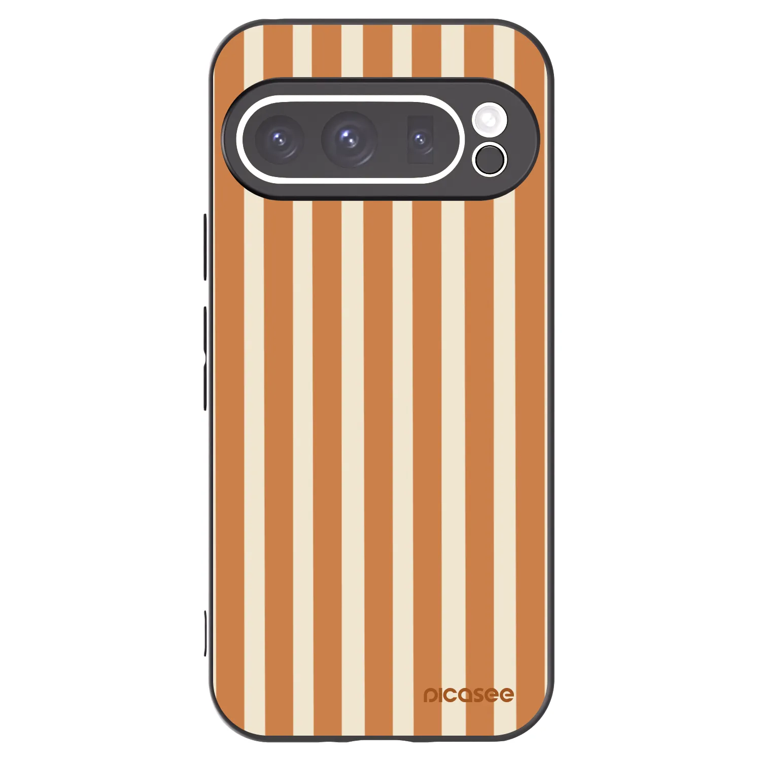 Picasee Μαύρη θήκη σιλικόνης για Google Pixel 9 Pro - Orange lines
