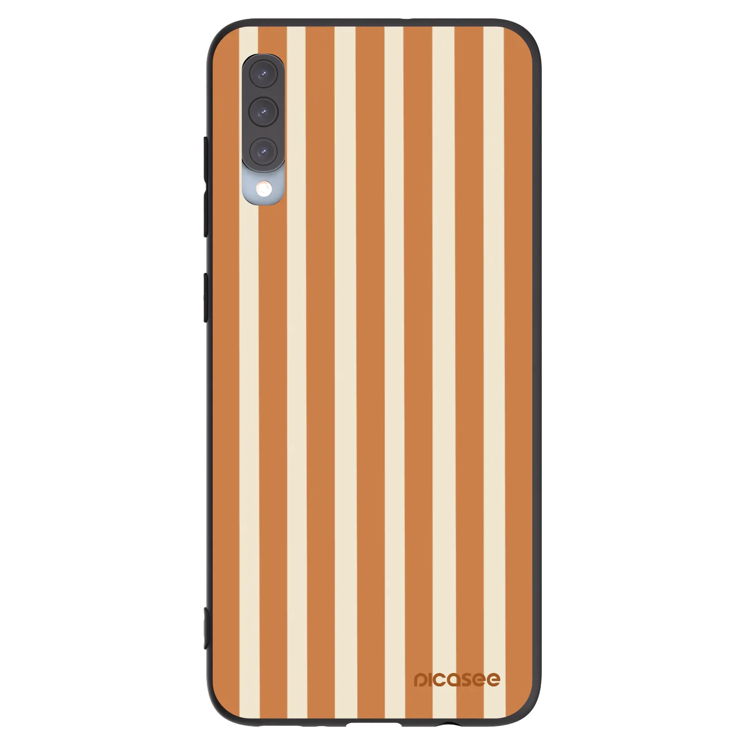 Picasee Μαύρη θήκη σιλικόνης για Samsung Galaxy A70 A705F - Orange lines