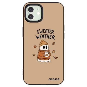 Picasee Μαύρη θήκη σιλικόνης για Apple iPhone 12 - Sweater ghost