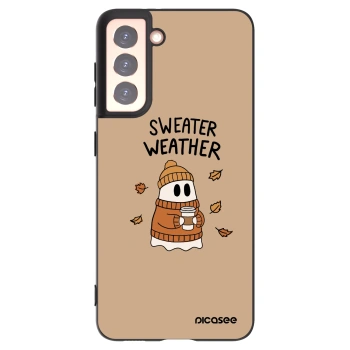 Picasee Μαύρη θήκη σιλικόνης για Samsung Galaxy S21 5G G991B - Sweater ghost