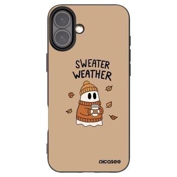 Picasee Μαύρη θήκη σιλικόνης για Apple iPhone 16 Plus - Sweater ghost