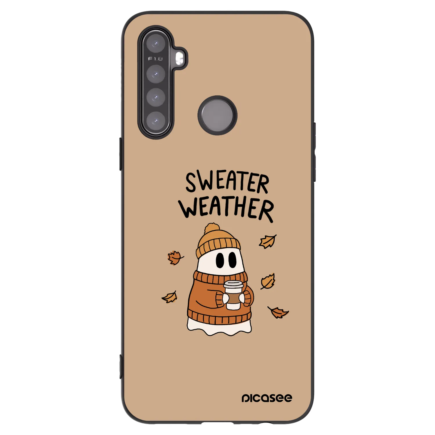 Picasee Μαύρη θήκη σιλικόνης για Realme 5 - Sweater ghost
