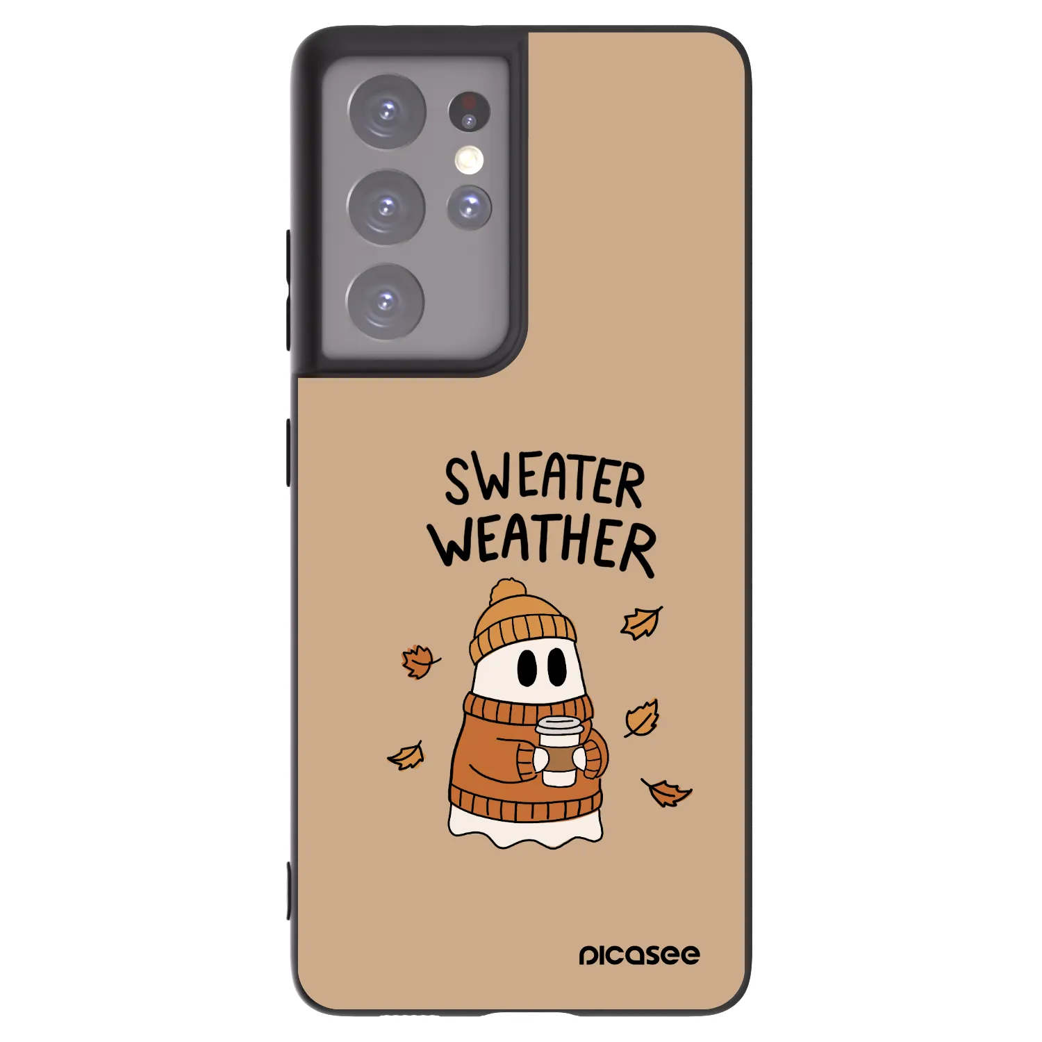 Picasee Μαύρη θήκη σιλικόνης για Samsung Galaxy S21 Ultra 5G G998B - Sweater ghost