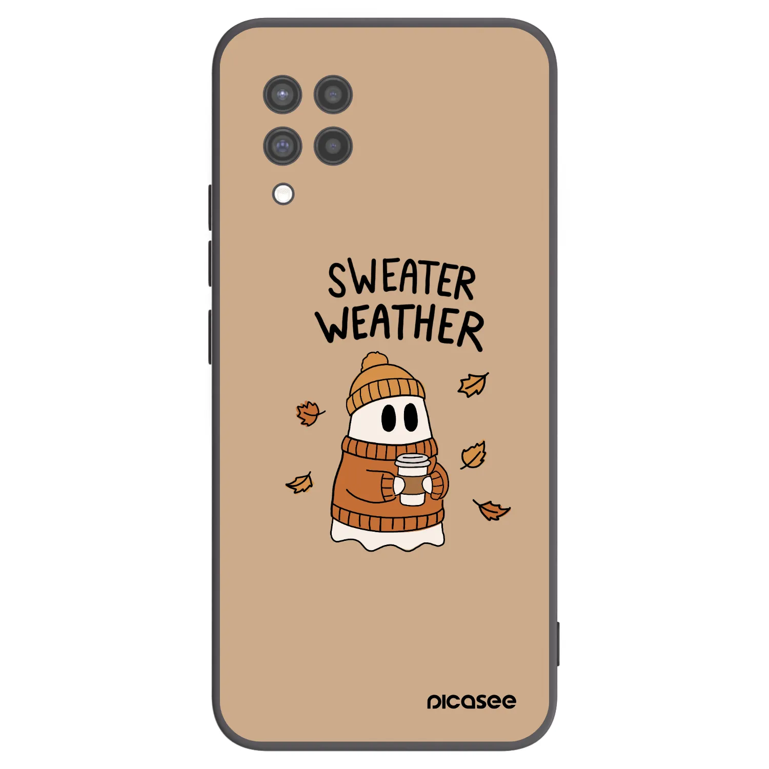 Picasee Μαύρη θήκη σιλικόνης για Samsung Galaxy A42 A426B - Sweater ghost