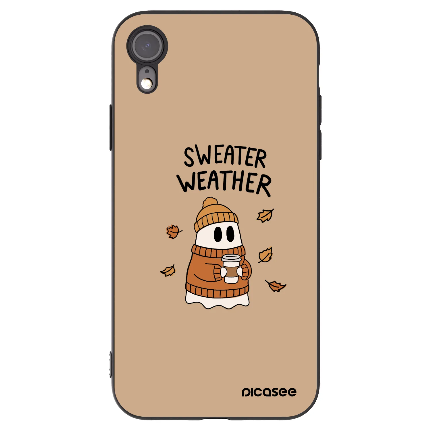 Picasee Μαύρη θήκη σιλικόνης για Apple iPhone XR - Sweater ghost