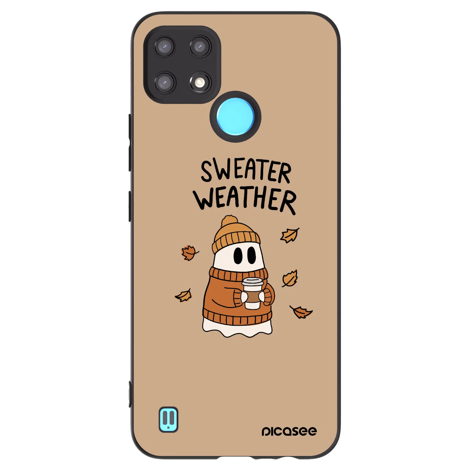Picasee Μαύρη θήκη σιλικόνης για Realme C21 - Sweater ghost