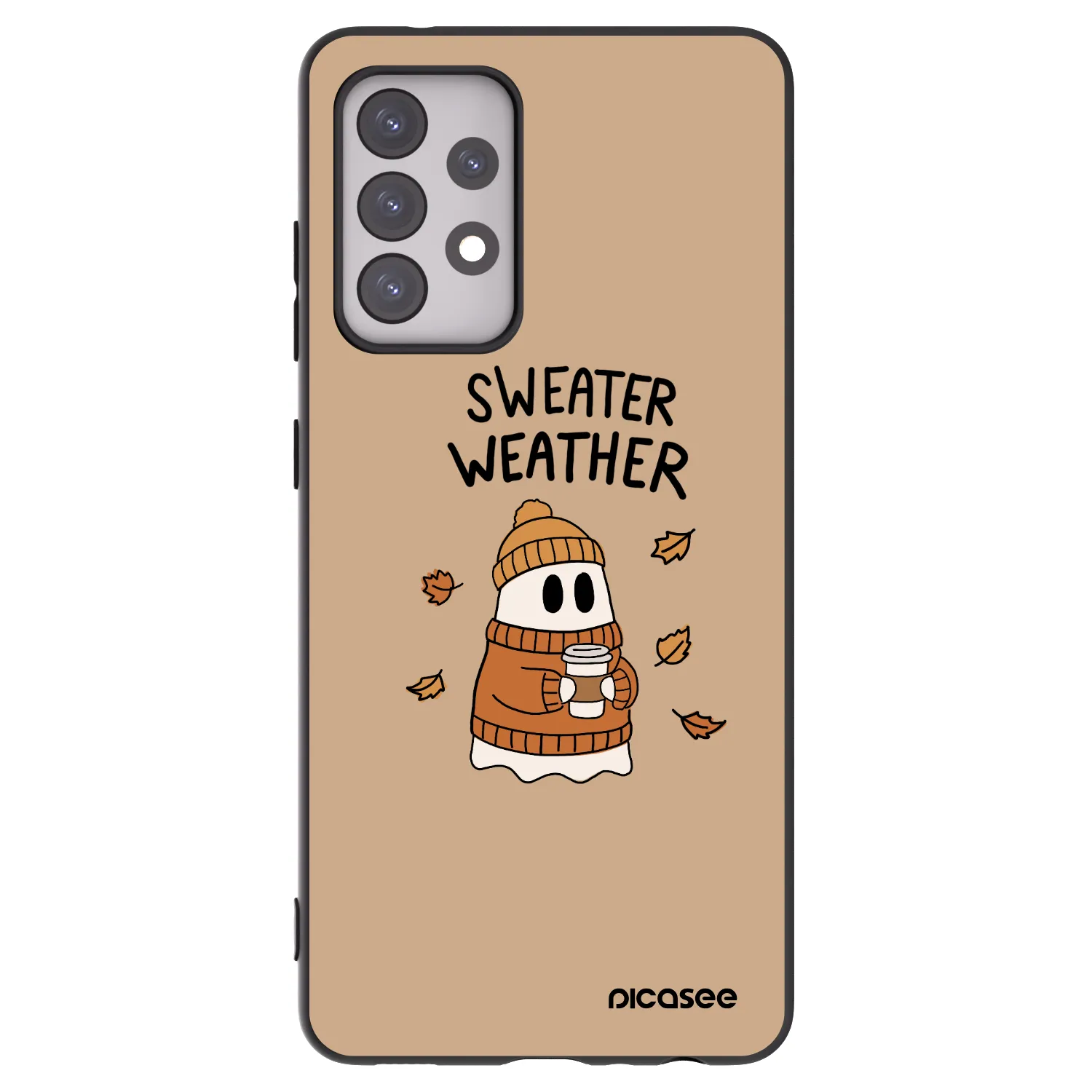 Picasee Μαύρη θήκη σιλικόνης για Samsung Galaxy A52s 5G A528B - Sweater ghost