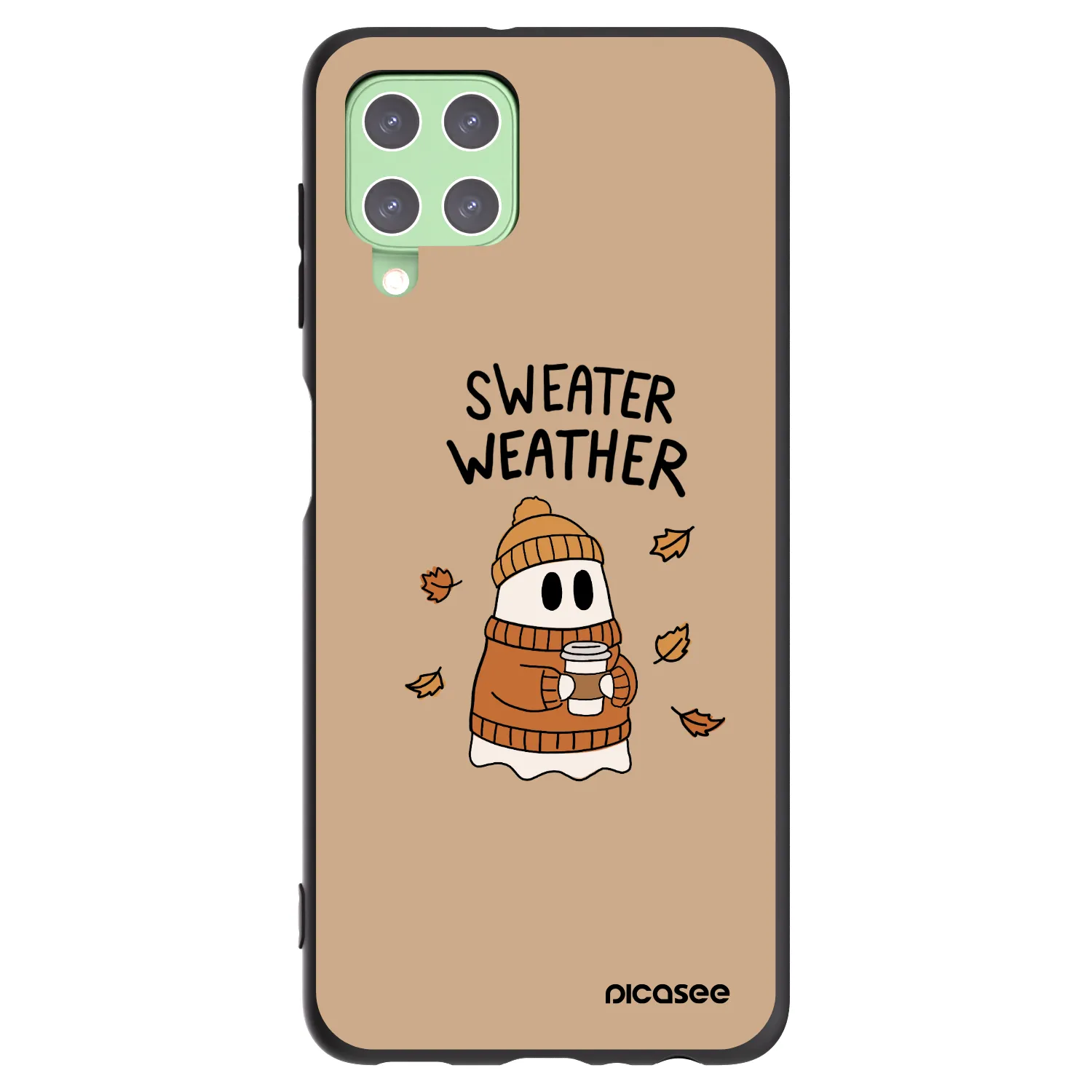 Picasee Μαύρη θήκη σιλικόνης για Samsung Galaxy A22 A225F 4G - Sweater ghost